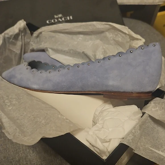 Coach Women's Light Blue Scalloped Loafers - Picture 9 of 11